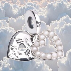 Elegant Silver Heart Charm with Pearls